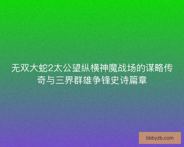 无双大蛇2太公望纵横神魔战场的谋略传奇与三界群雄争锋史诗篇章